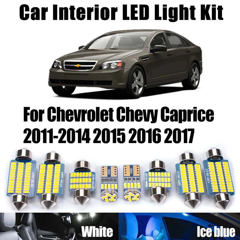 10-Piece LED Interior Light Kit for Chevrolet 2011-2014 - Canbus Error-Free Interior Bulbs