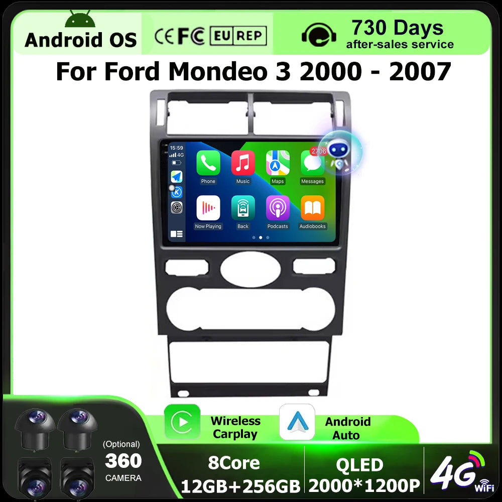 9Inch For Ford Mondeo 3 2000-2007 Android 16 Auto Car Radio Multimedia Video Player GPS Na