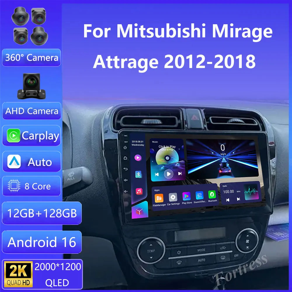 Android 16 For Mitsubishi Mirage 6 Attrage 2012 2013 2014 2015 2016 2017 2018 Car Radio Mu