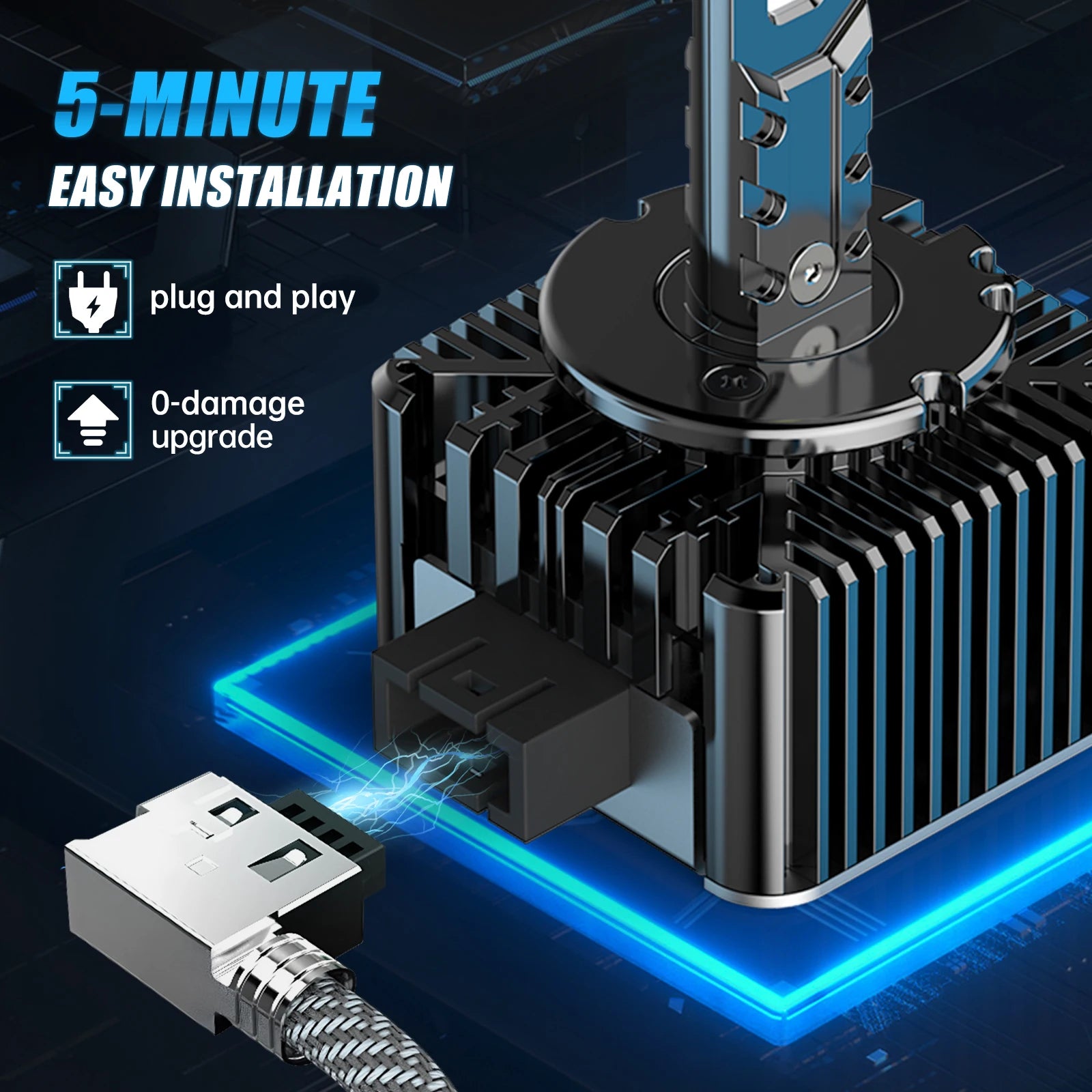 BEVINSEE D1S D3S LED Canbus D2S D5S D1R D2R D3R LED Headlight Bulbs 70W 6000K 7000LM Auto