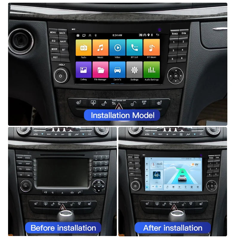 SZLELV Android 15 Radio For Mercedes Benz E-Class W211 E200 E270 E280 Car GPS Video Player