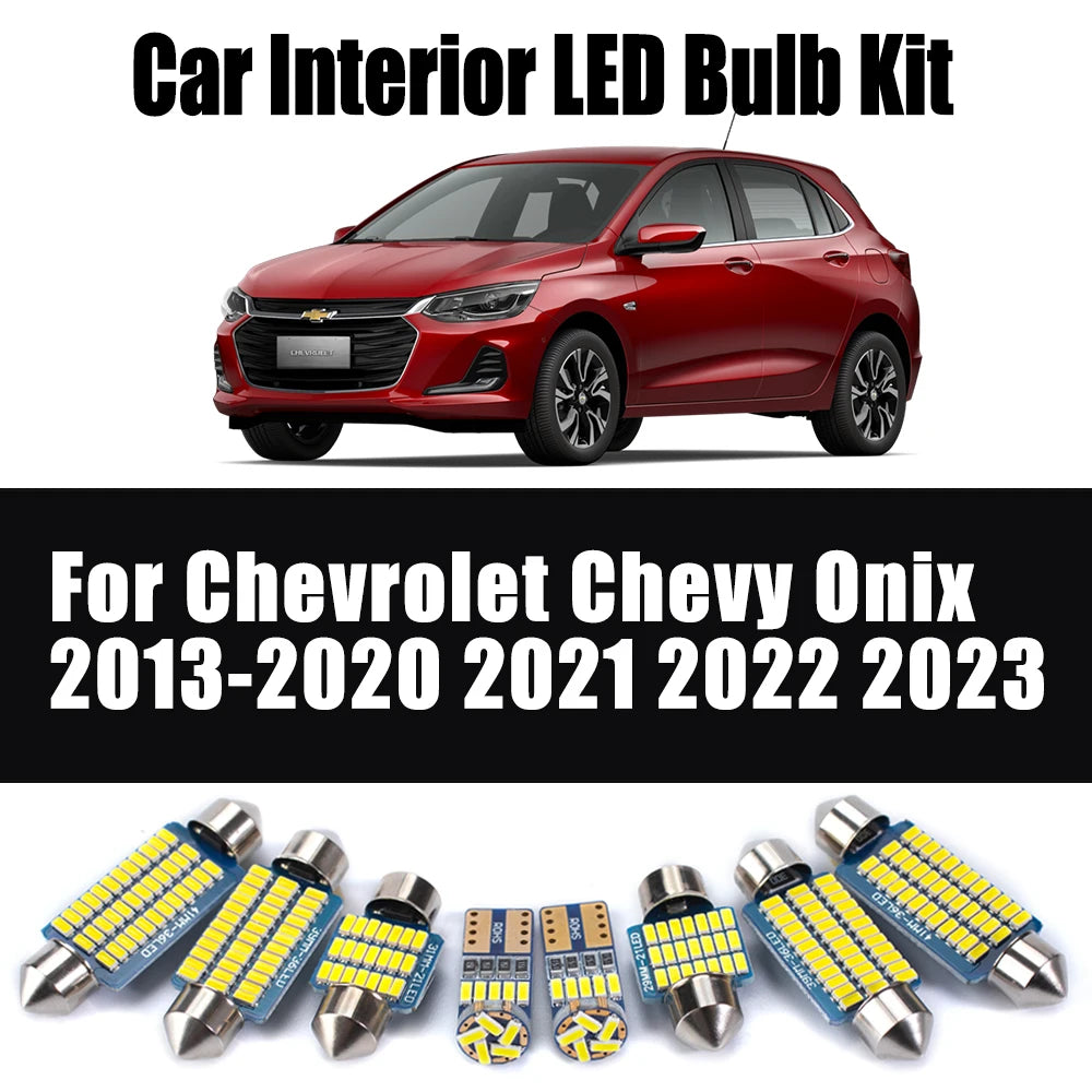 9-Piece LED Interior Light Kit for Chevrolet Chevy Onix 2013- 2021 - Canbus Dome Map Door Trunk Bulbs | AUTOKITSHOP