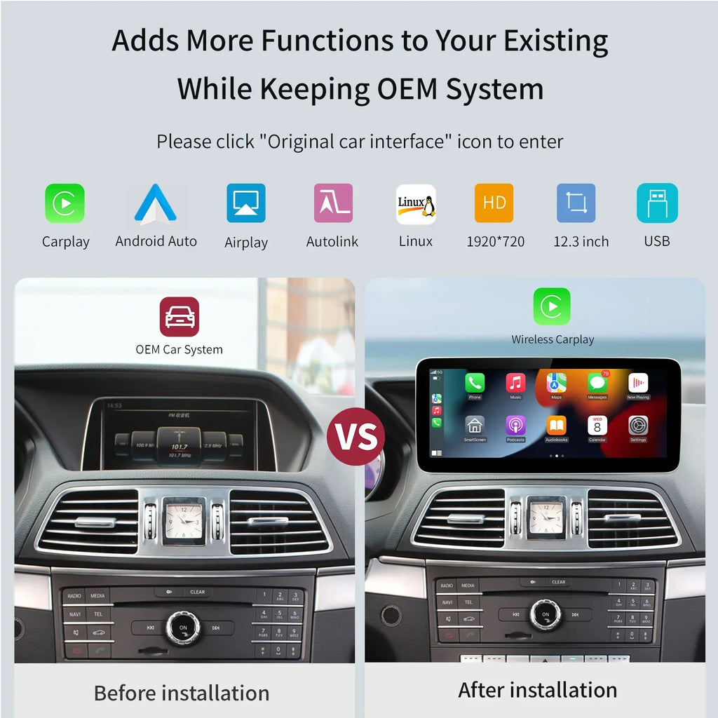 Wireless Carplay/Android Auto 12.3'' Touch screen Multimedia Radio Receiver for Mercedes B | AUTOKITSHOP