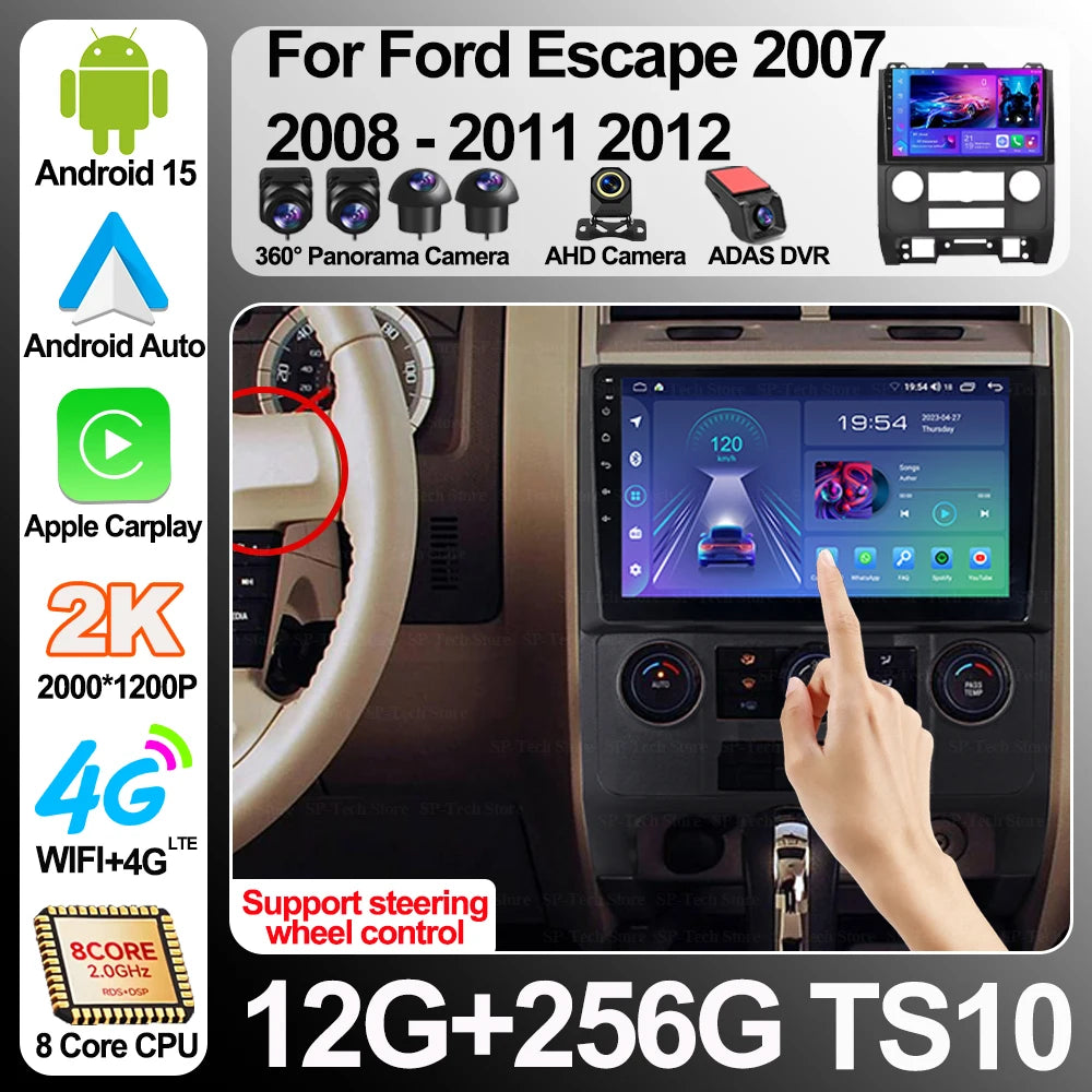 Android15 Car Radio For Ford Escape 2007 2008 2009 2010 2011 2012 Navigation Gps Multimedi | AUTOKITSHOP