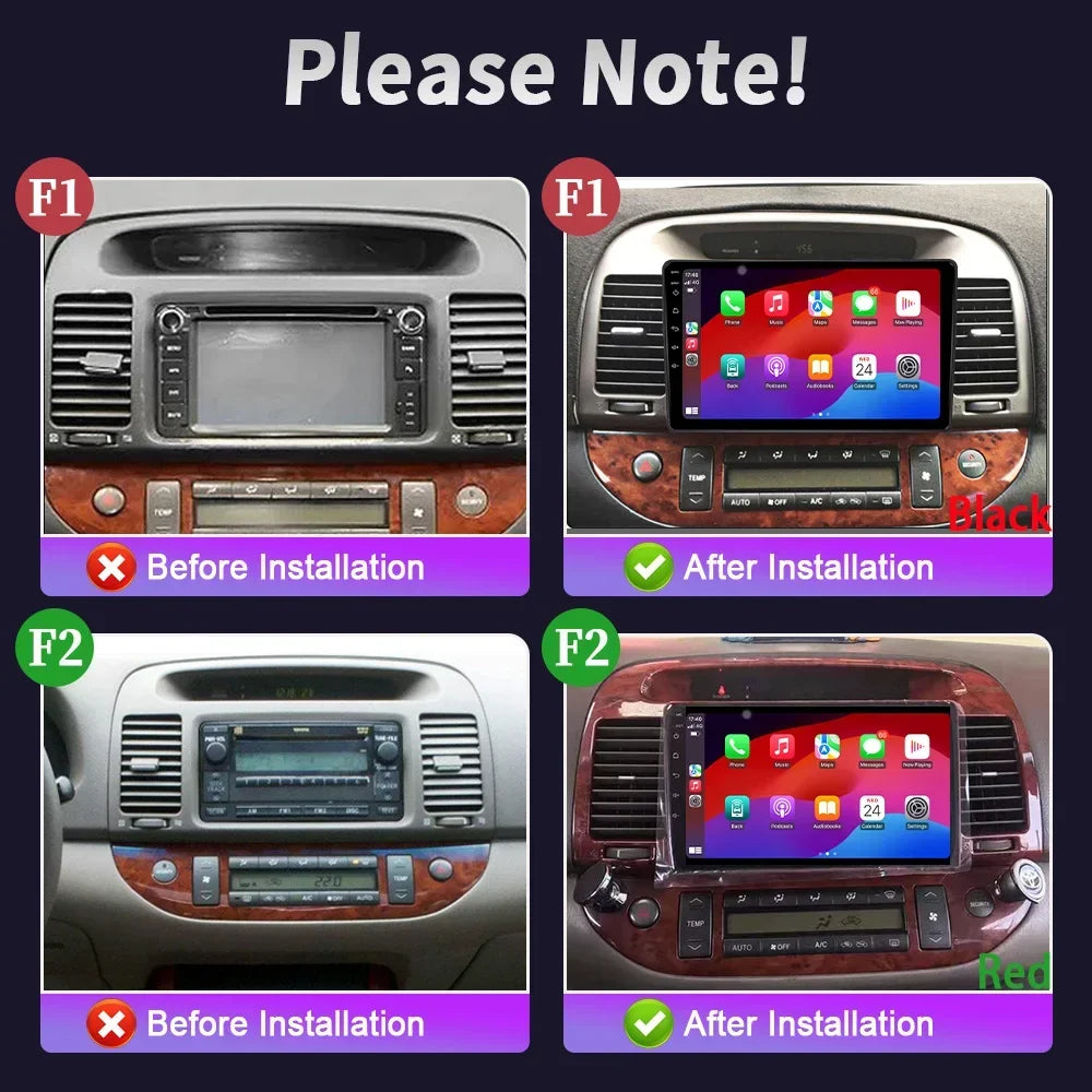 Android 14 Wireless BT Carplay Touch Head Unit Screen Stereo For Toyota Camry 5 XV 30 2001