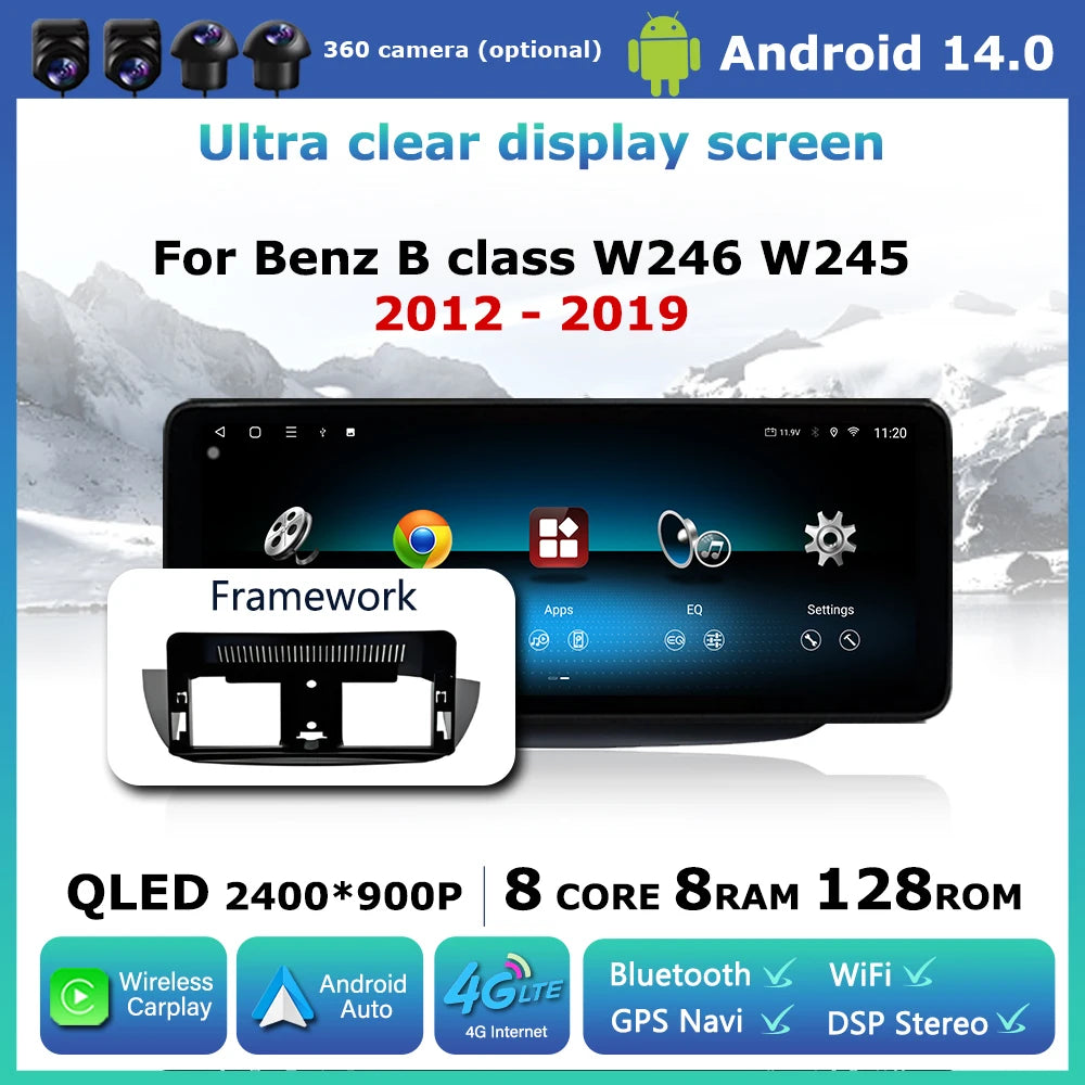 Wireless Carplay Android Auto Car Multimedia Radio Touch Screen for Mercedes Benz B Class