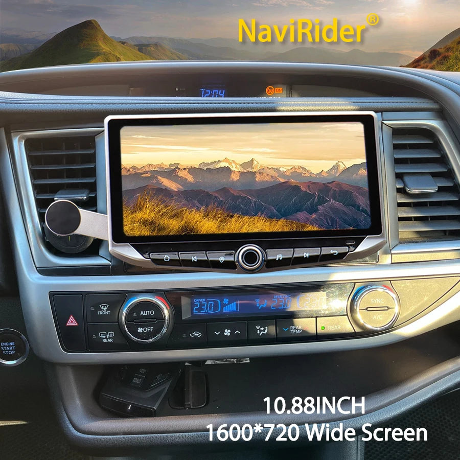 10.88" Android 14 Qled Screen For Toyota Highlander 2015 Video Player Carplay Type-C Charg