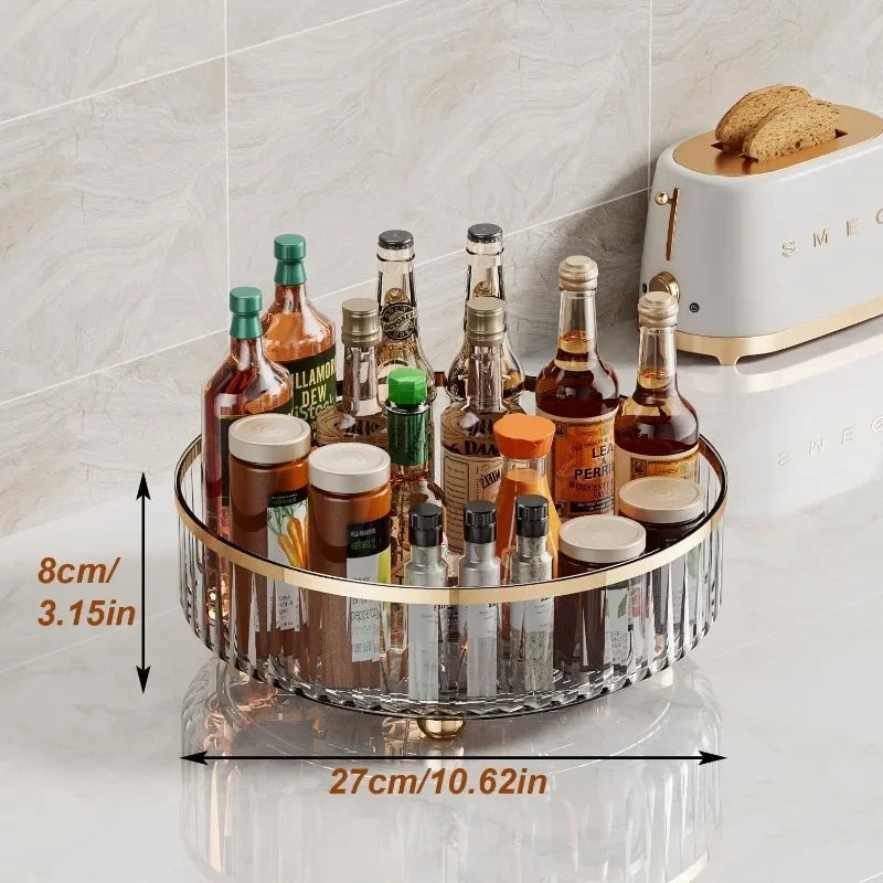 Pantry Organizer Rotating Storage Rack Cosmetic Dresser Organizer Countertop 360 Spinning for Ki - Automotive LED Light