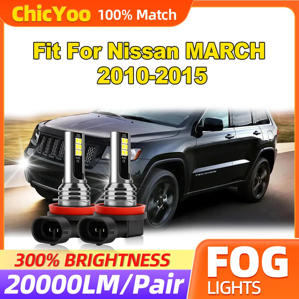 60W H8 H9 H11 Fog Lights 20000LM Auto Fog Lamps 12V 6000K Canbus No Error Fit For Nissan M