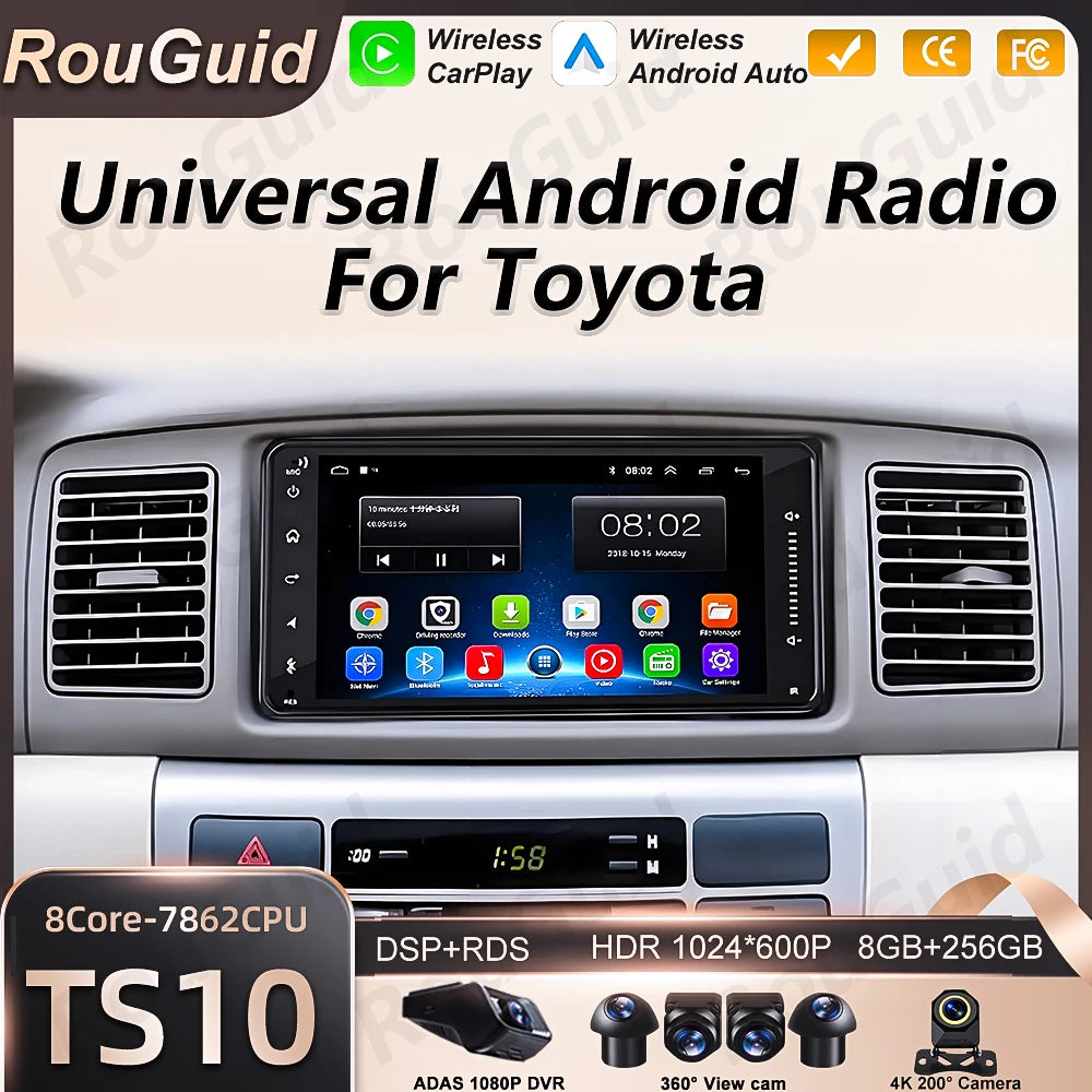 2Din Car Radio For Toyota COROLLA VIOS CROWN CAMRY HIACE PREVIA RAV4 Multimedia Player Wir | AUTOKITSHOP