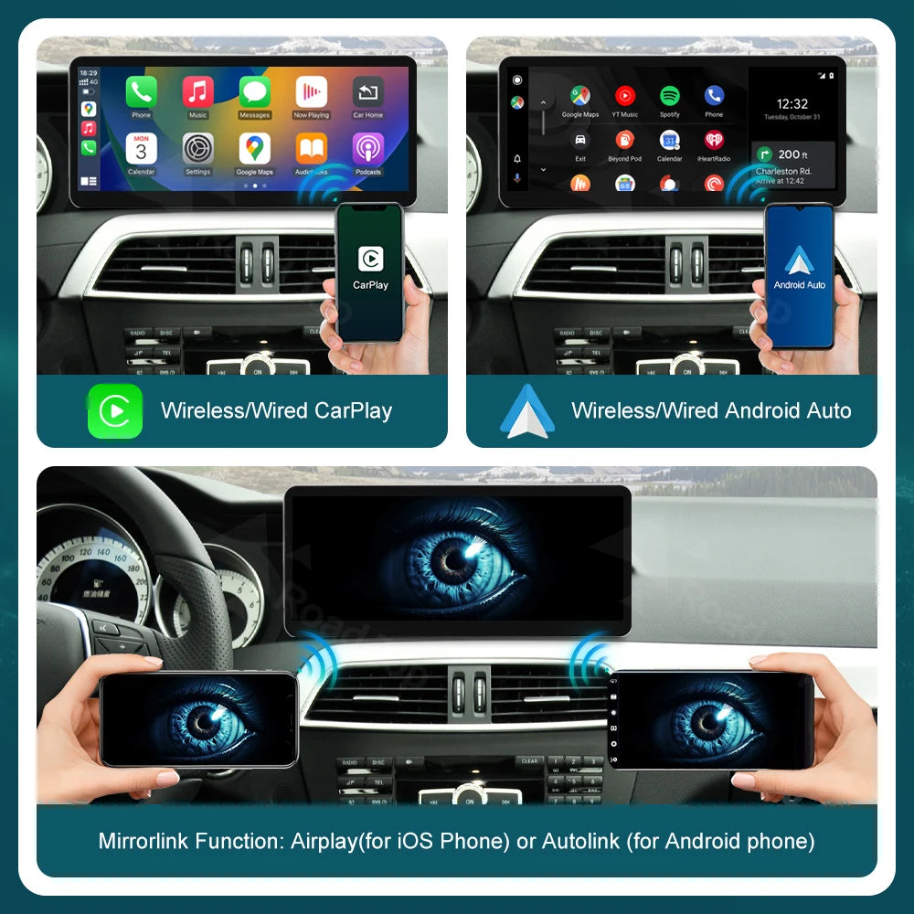 Linux Screen Wireless CarPlay Android Auto Multimedia Display for Mercedes-Benz C Class W2