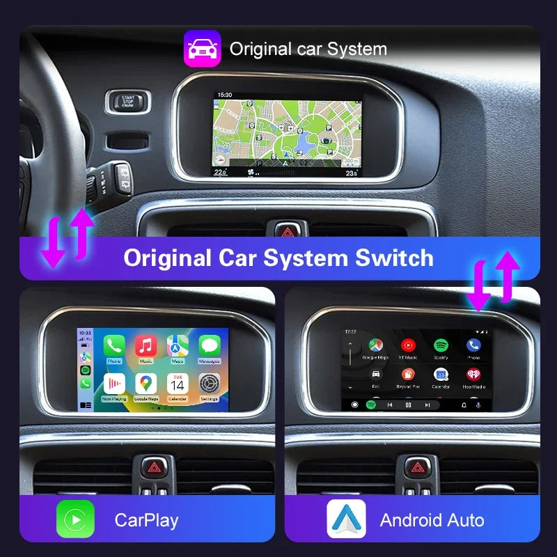 Wireless CarPlay for Volvo V40 2015-2019 with 7" Android Auto Interface Mirror Link AirPla