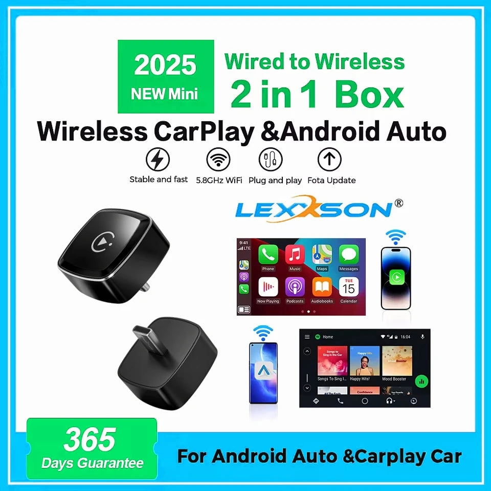 2 in1 Wired to Wireless CarPlay Adapter Plug & Plug Auto Connect Converts for Wired Cars C | AUTOKITSHOP