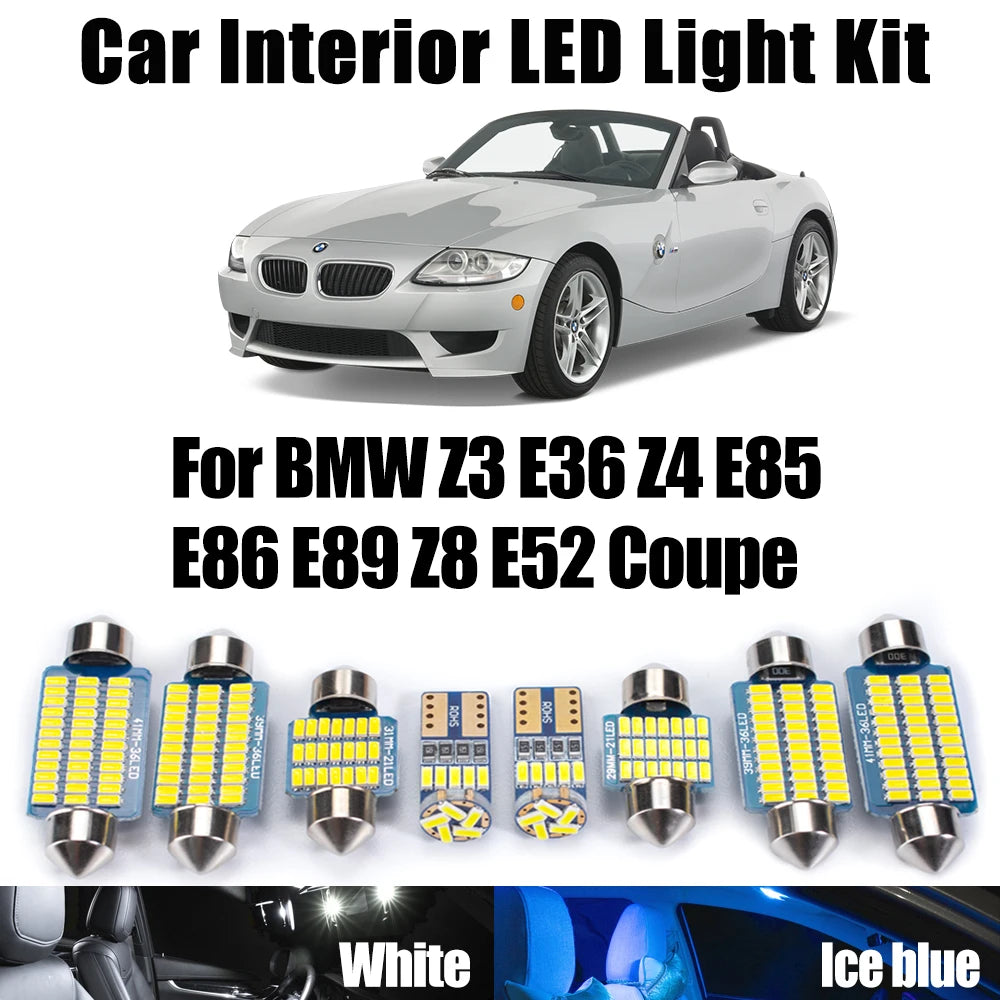 LED Interior Light Kit for BMW Z3 E36 Z4 E85 E86 E89 Z8 E52 Coupe Led Bulb Kit No Error - Canbus Error-Free Bulbs | A...