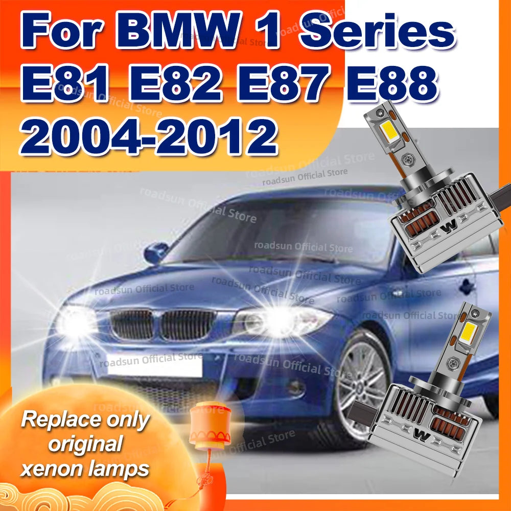 LED Bulb 6000K Xenon Replacement Lights 50000LM Headlight For BMW 1 Series E81 E82 E87 E88