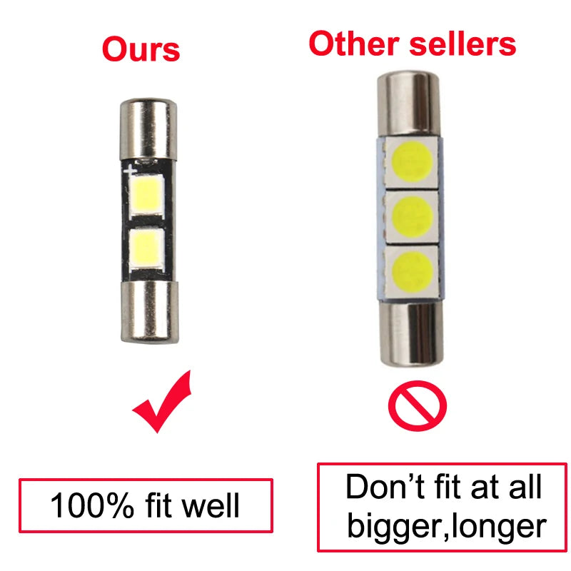 (The Only Seller) 2Pcs LED Sunvisor Light Vanity Mirror Bulb Interior Lamp For Nissan Patrol Y62 Armada Quest Infiniti QX56 QX80