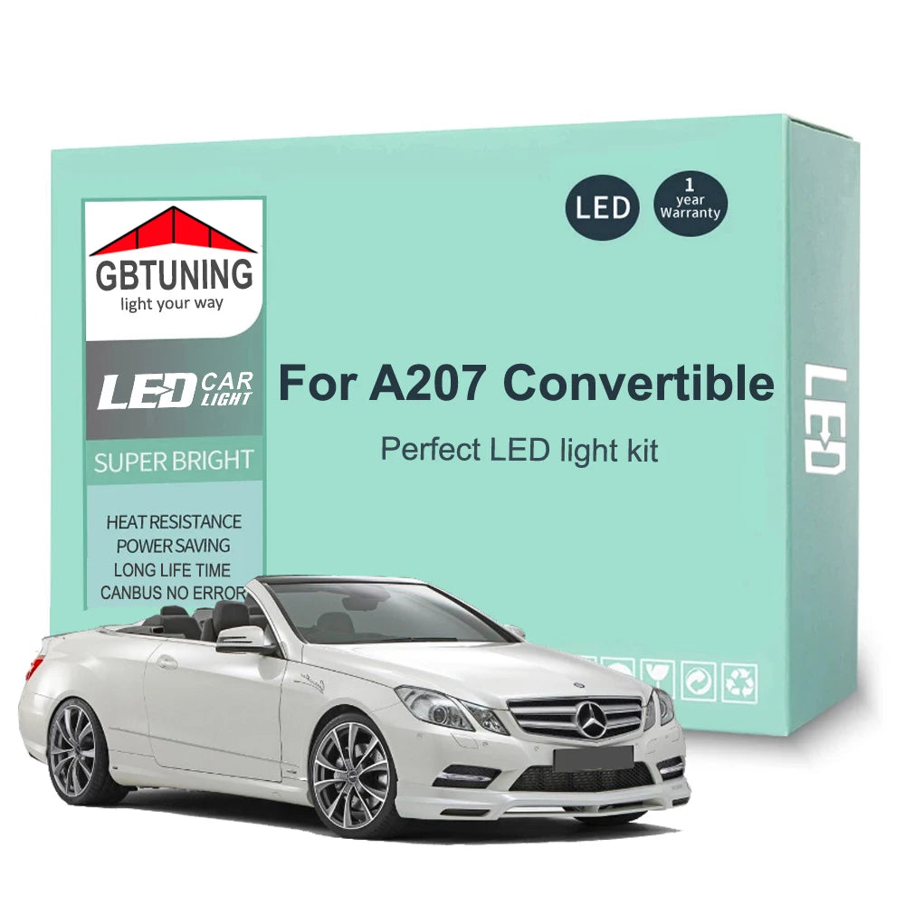 13-Piece LED Interior Light Kit for Mercedes Benz E Class A207 Convertible Cabrio 2010-2016 - Canbus Dome Map Door Tr...