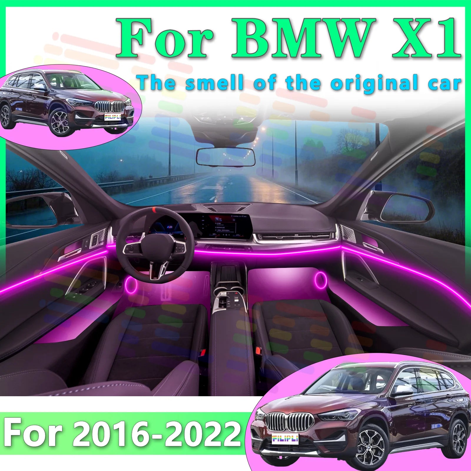 RGB - Ambient Light - for BMW F48 X1 - App Control - Car Interior Lighting | AUTOKITSHOP