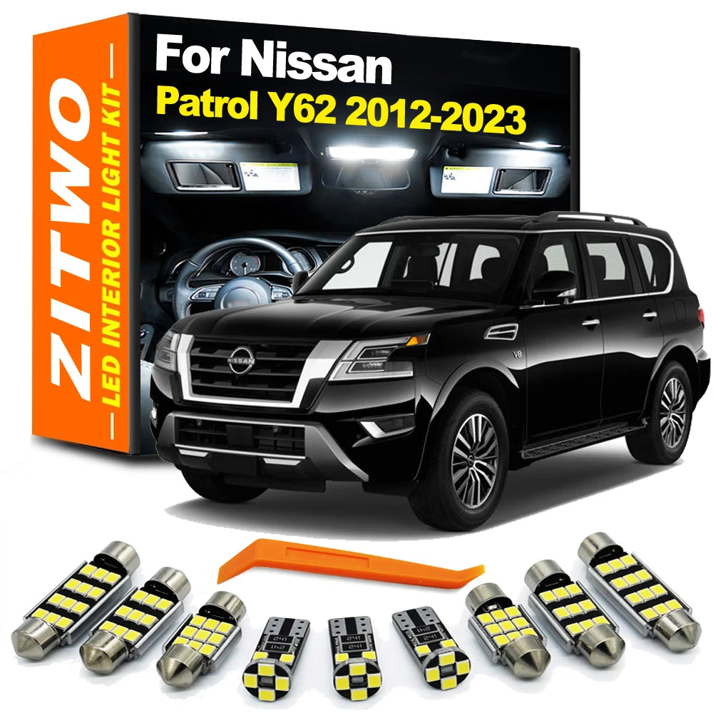 ZITWO 13Pcs LED License Plate Bulb Interior Dome Light Kit For Nissan Patrol Y62 2012- 2016 2017 2018 2019 2020 2021 2022 2023