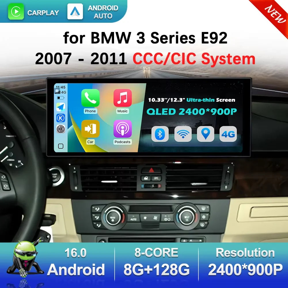 Car Radio Multimedia Player Android 16 for BMW 3 Series E90 E91 E92 2007 - 2011 CCC CIC Sy
