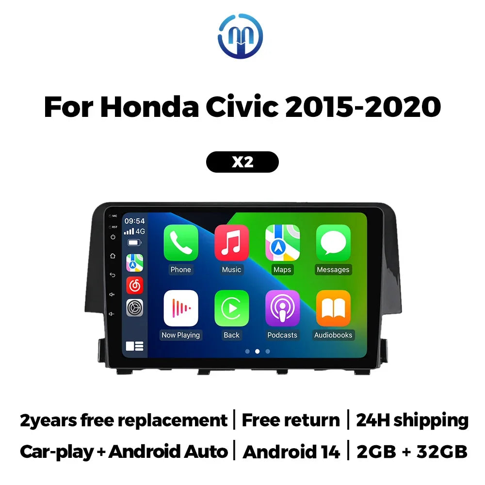 Android 2din Radio Stereo for Honda Civic 10 FC FK 2015 -2020 Carplay Auto Multimedia Vide | AUTOKITSHOP