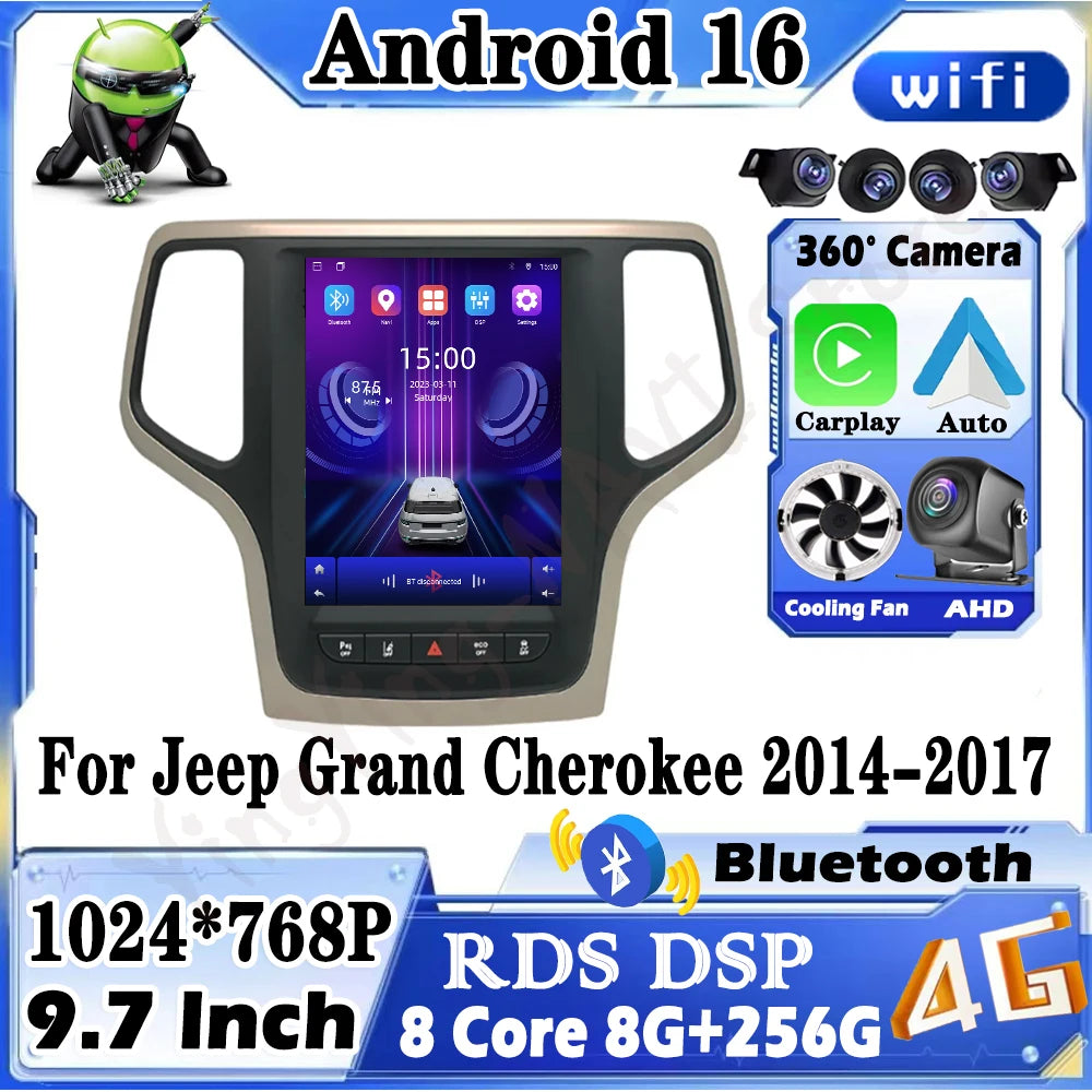 9.7 inch For Jeep Grand Cherokee 2014-2017 Autoradio Car Radio Multimedia Player Carplay 4