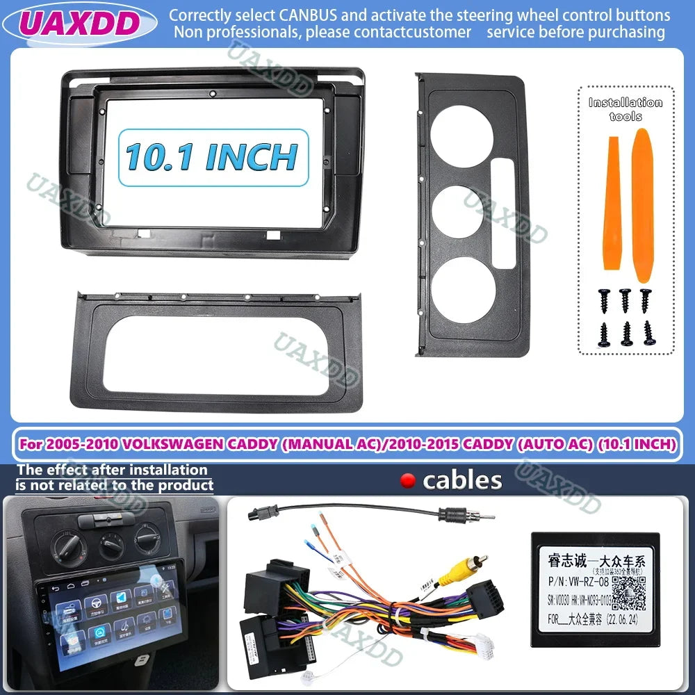 10.1Inch Car Frame Fascia Adapter Canbus Box Decoder For Volkswagen Caddy 2005-2015 Androi