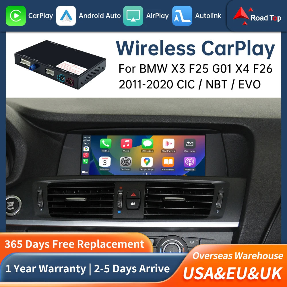Road Top Wireless Carplay Decoder Interface For BMW X3 F25 X4 F26 2011-2016 CIC NBT EVO Wi | AUTOKITSHOP