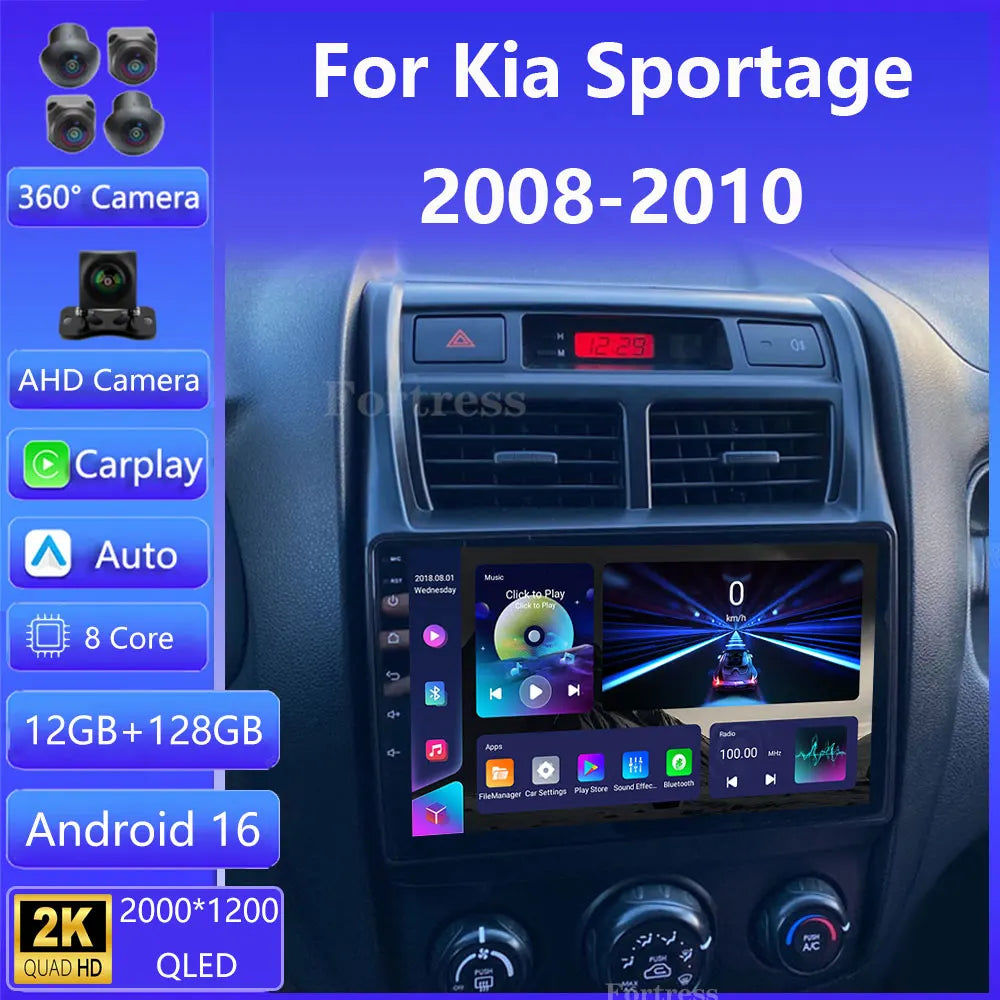 Android 16 2 Din Car Radio for Kia Sportage 2 2004 2005 2006 2007-2010 Carplay Auto Multim