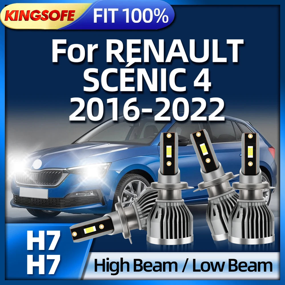 KINGSOFE LED Headlights Car Bulbs 6000K H7 Light Headlamps For RENAULT SCENIC 4 2016 2017