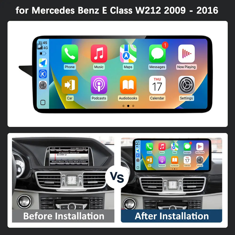 Carplay Car Radio Multimedia Player for Mercedes Benz E Class W212 2009 - 2016 QLED Screen
