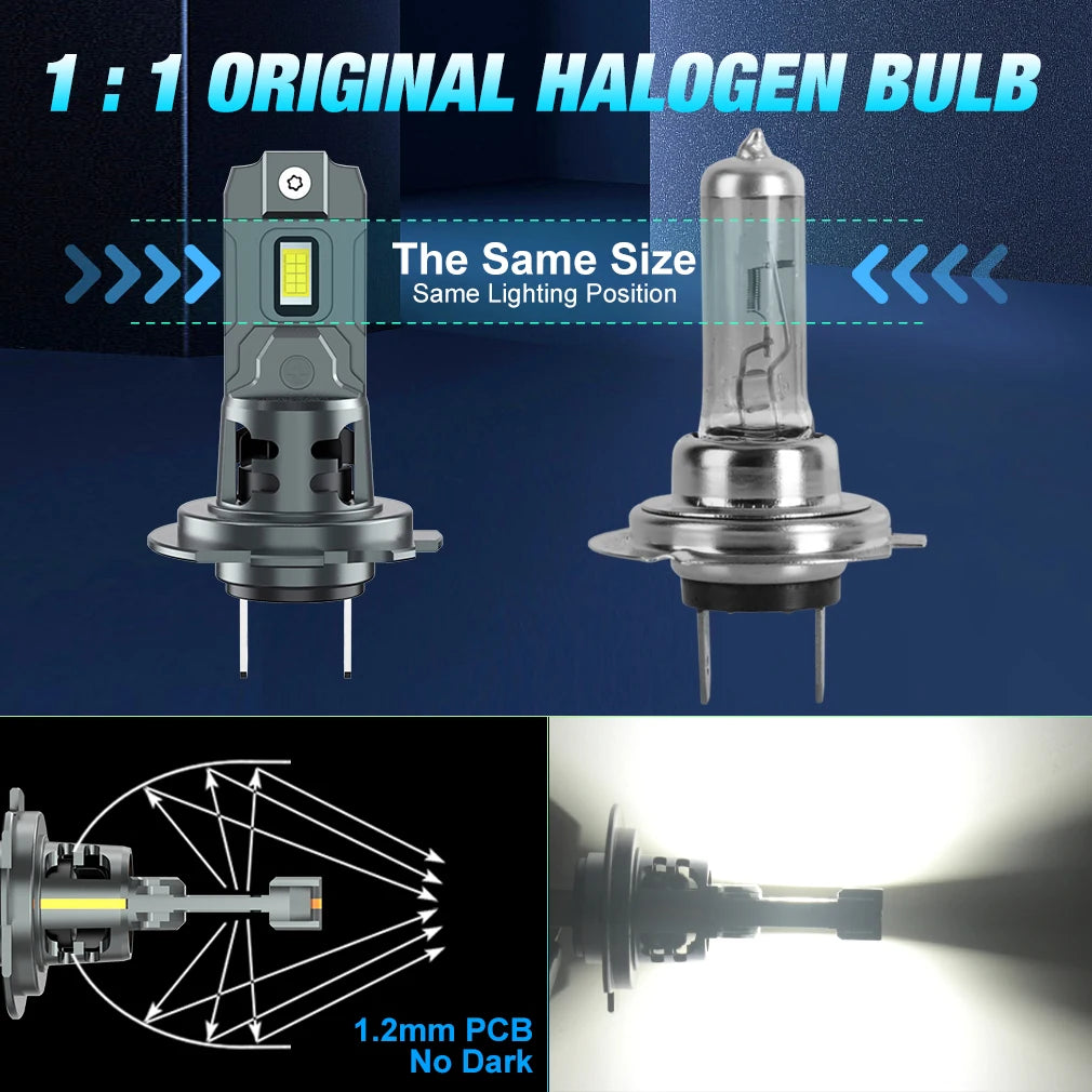 XSTORM H7 LED Headlight Bulb Canbus Mini Kit 60W 20000LM 6500K CSP for Car Headlamp White
