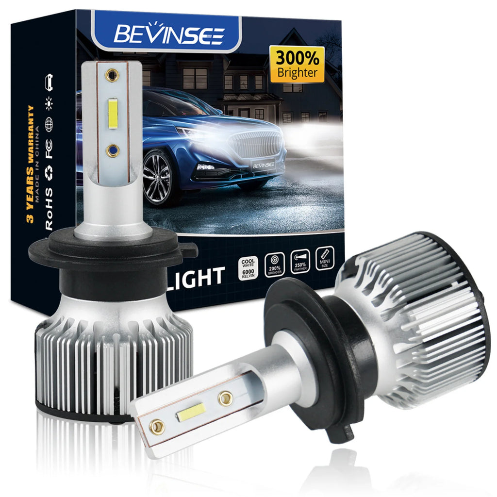 BEVINSEE Bombillas LED H7 60W 10000LM H4 LED Car Headlight High Low Beam H11 9005 HB3 9006