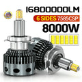 8000W 360 H7 LED Car Headlight Bulb Canbus 16800000LM Light for Car Turbo Mini Size 9005 9