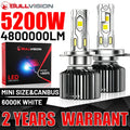 5200000LM H7 H4 Led Headlights CANBUS H11 H8 H9 9012 9006 9005 Turbo 4800W 5570 CSP Chips