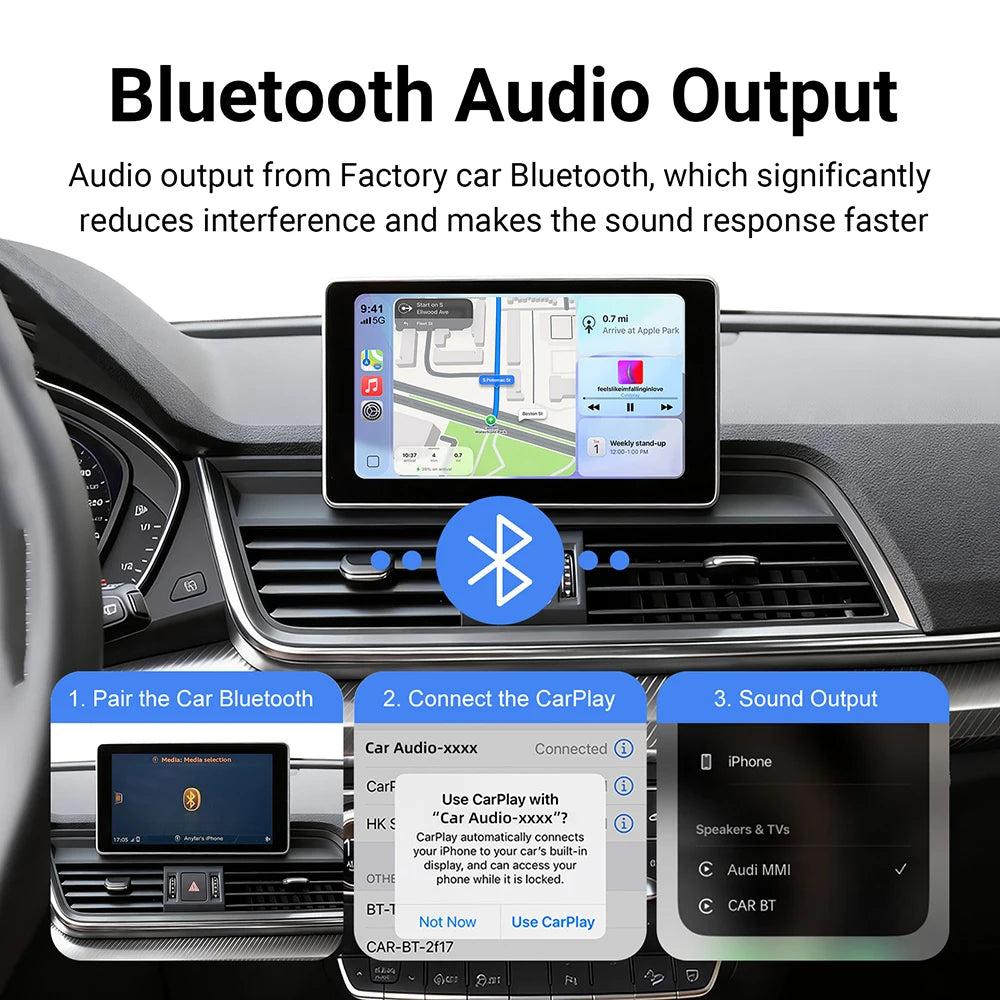 Wireless CarPlay Android Auto Retrofit Decoder Box Kit for Audi A3 A4 A5 Q2L Q5L Q7 2016-2