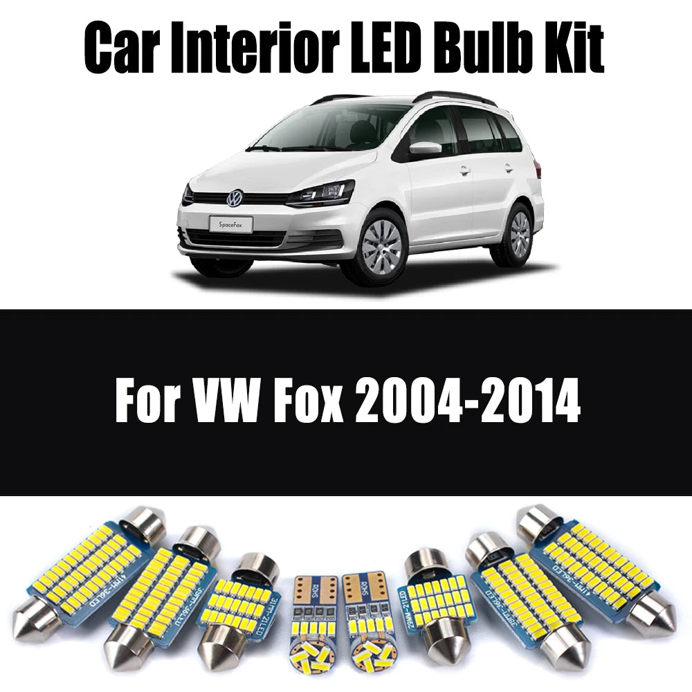 8-Piece LED Interior Light Kit for Volkswagen VW Fox 2004-2011 - Canbus Dome Map Door Trunk Bulbs | AUTOKITSHOP