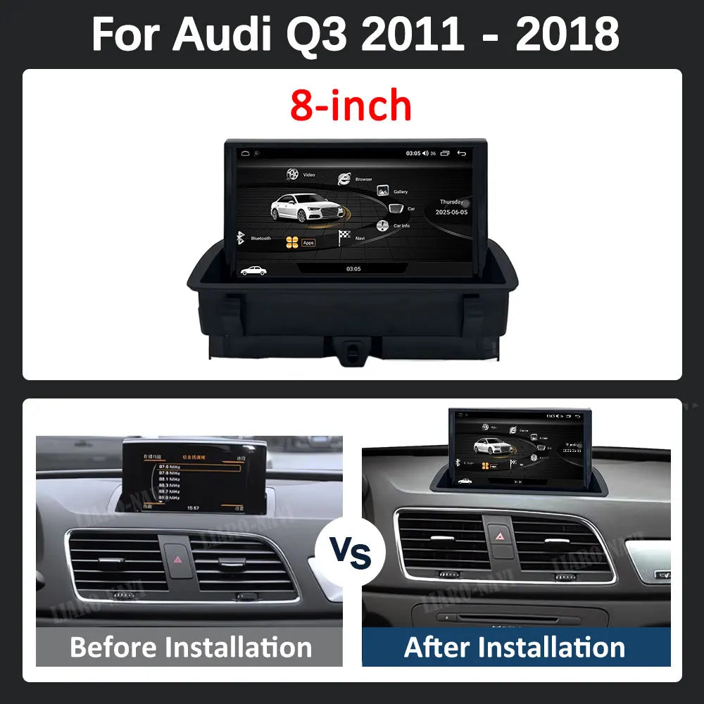 Audio DSP Stereo GPS Navi 8 inch Android 15 System for Audi Q3 2011 2012 - 2018 Carplay Ca