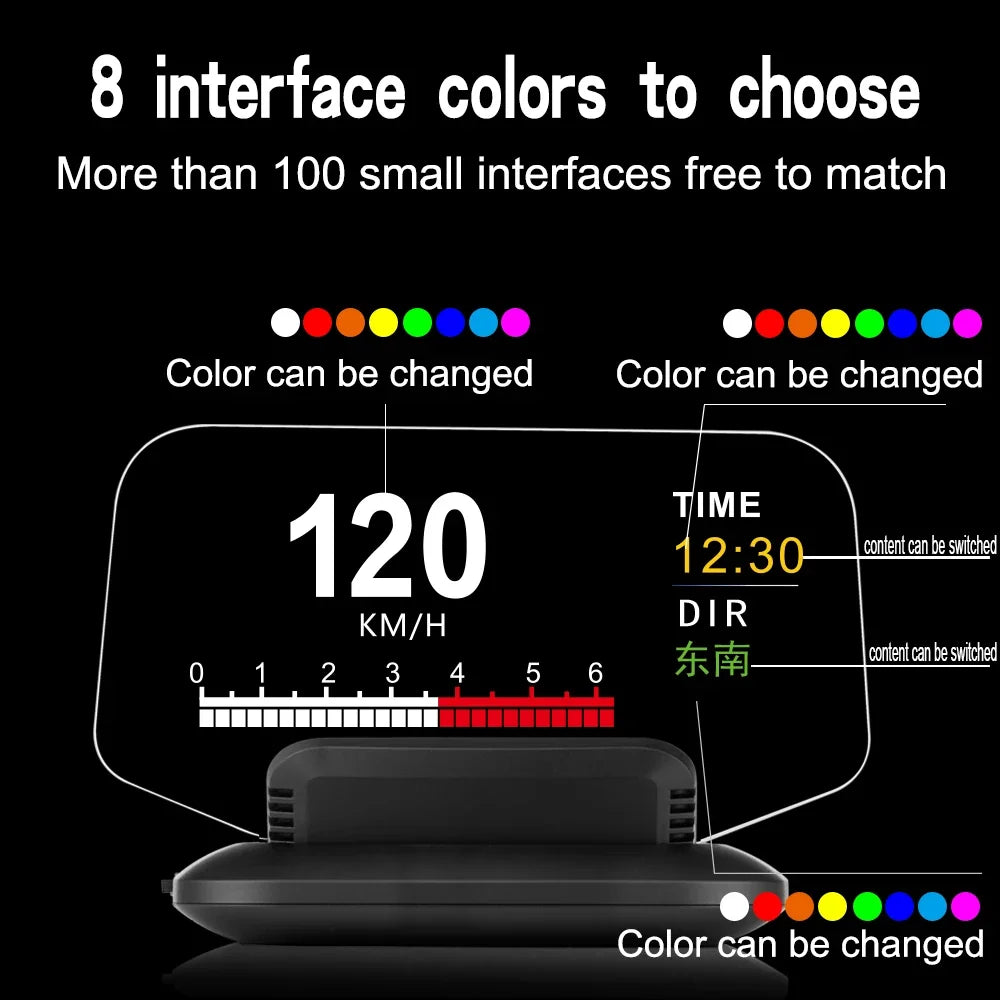 AD C1 HUD Head Up Display Car Navigation Projection Speedometer Overspeed Alarm Multiple Interfa - Automotive LED Light