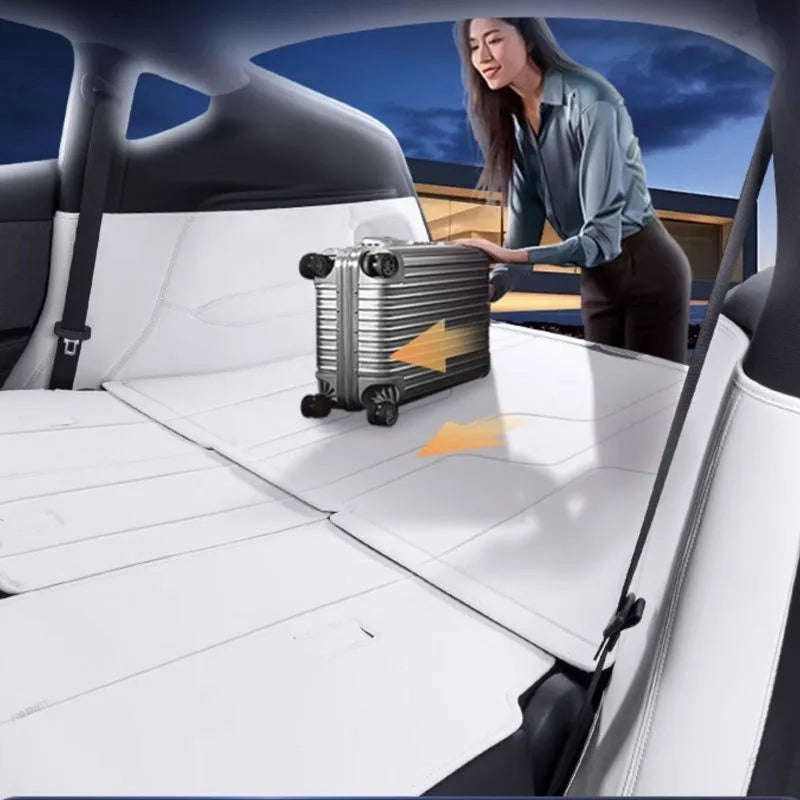 For Tesla Model Y Juniper 2025 2026 Full Coverage Leather Cargo Liner Rear Trunk Boot Waterproof - Automotive LED Light