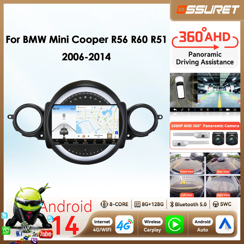 Android Car multimedia Video player for BMW Mini Cooper R56 R60 R51 2006 - 2014 Carplay An