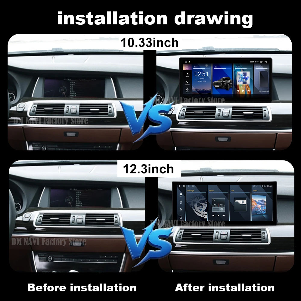 QLED Screen Android 14 For BMW 5 Series F07 GT 2011 - 2017 CIC NBT System Car Player Multi