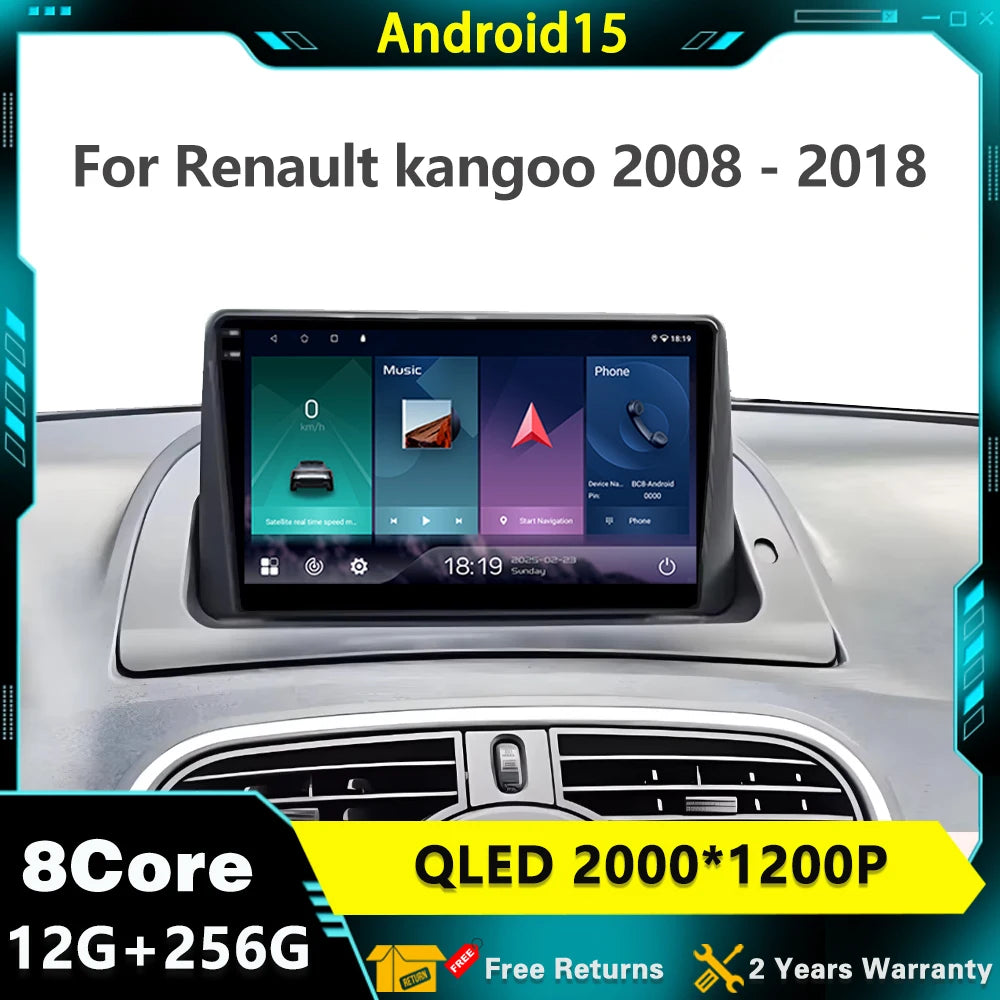 Android 15 For Renault kangoo 2008 - 2018 Car Radio Android Multimedia Video Player GPS Ca