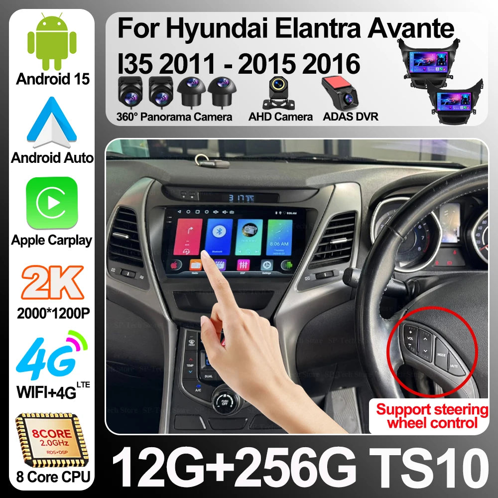 Android 16 For Hyundai Elantra Avante I35 2011 - 2013 2014 2015 2016 Car Multimedia Player | AUTOKITSHOP