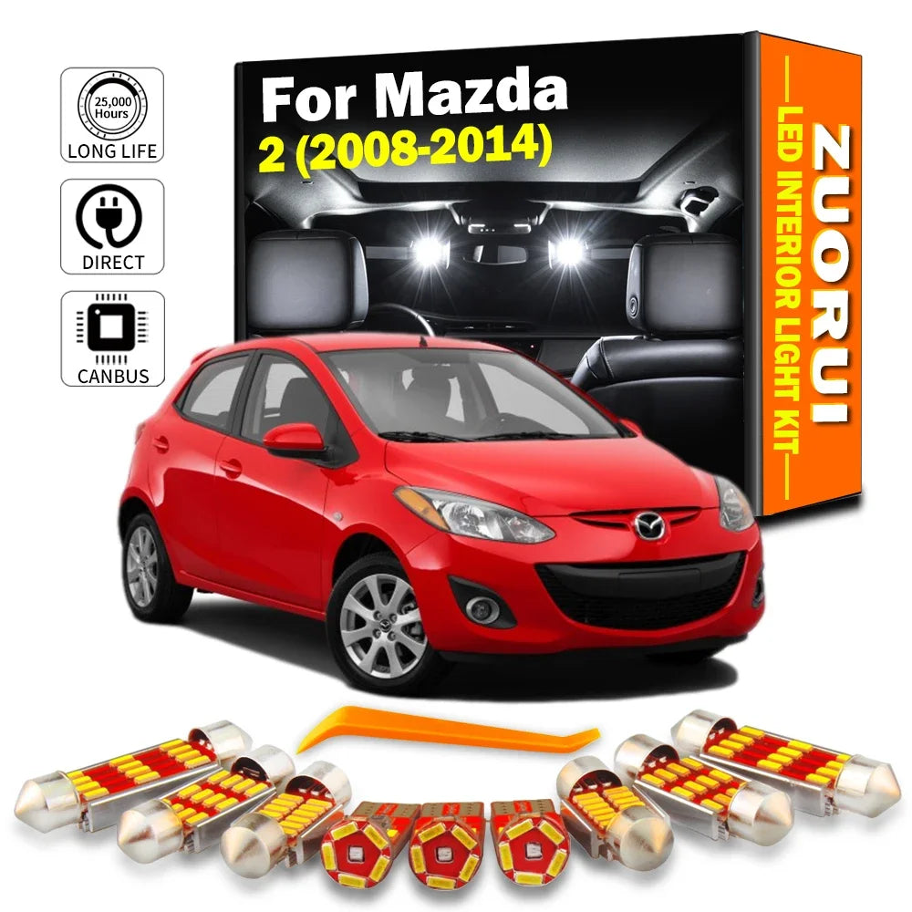 9-Piece LED Interior Light Kit for Mazda 2 - Canbus Error-Free Bulbs | AUTOKITSHOP