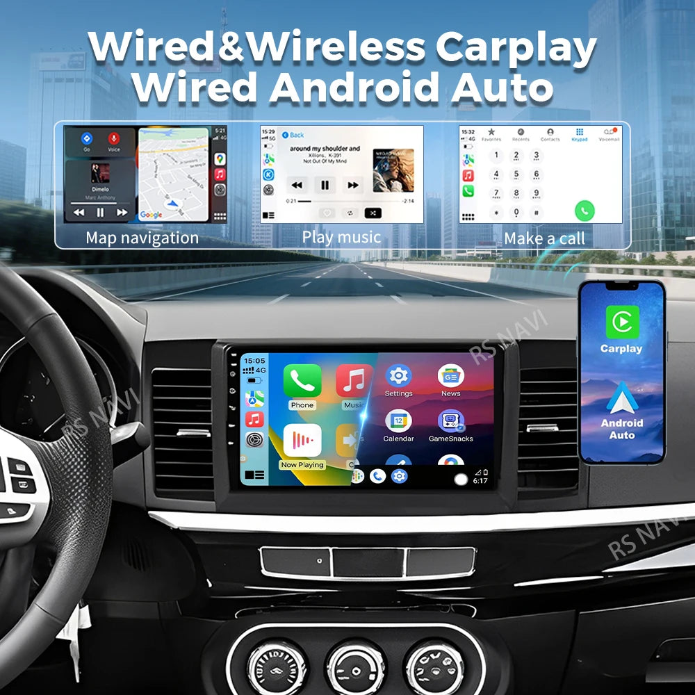 Android 16 2K QLED For Mitsubishi Lancer 10 CY 2007 - 2012 Stereo Car Radio Multimedia Vid