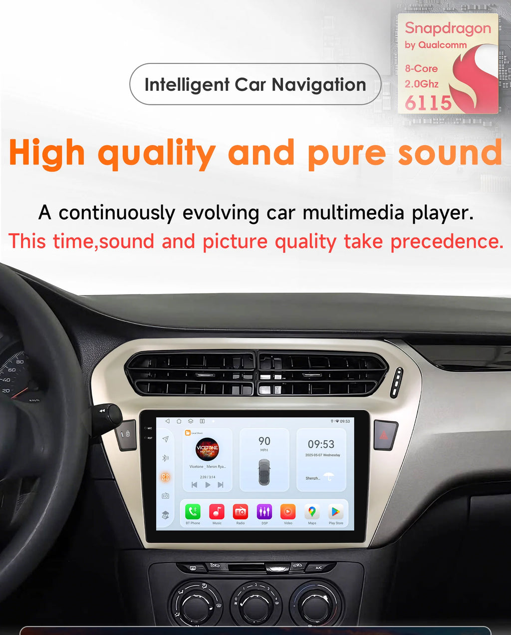 by Snapdragon 8Core Carplay Android 14 Car radio For Peugeot 301 Citroen Elysee 2013 - 201