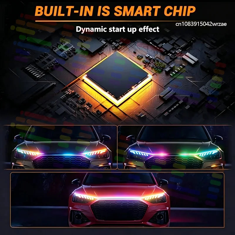 LED Car Hood Light Color Streamer-Style Turn Signal and Startup Function Supports Controll | AUTOKITSHOP