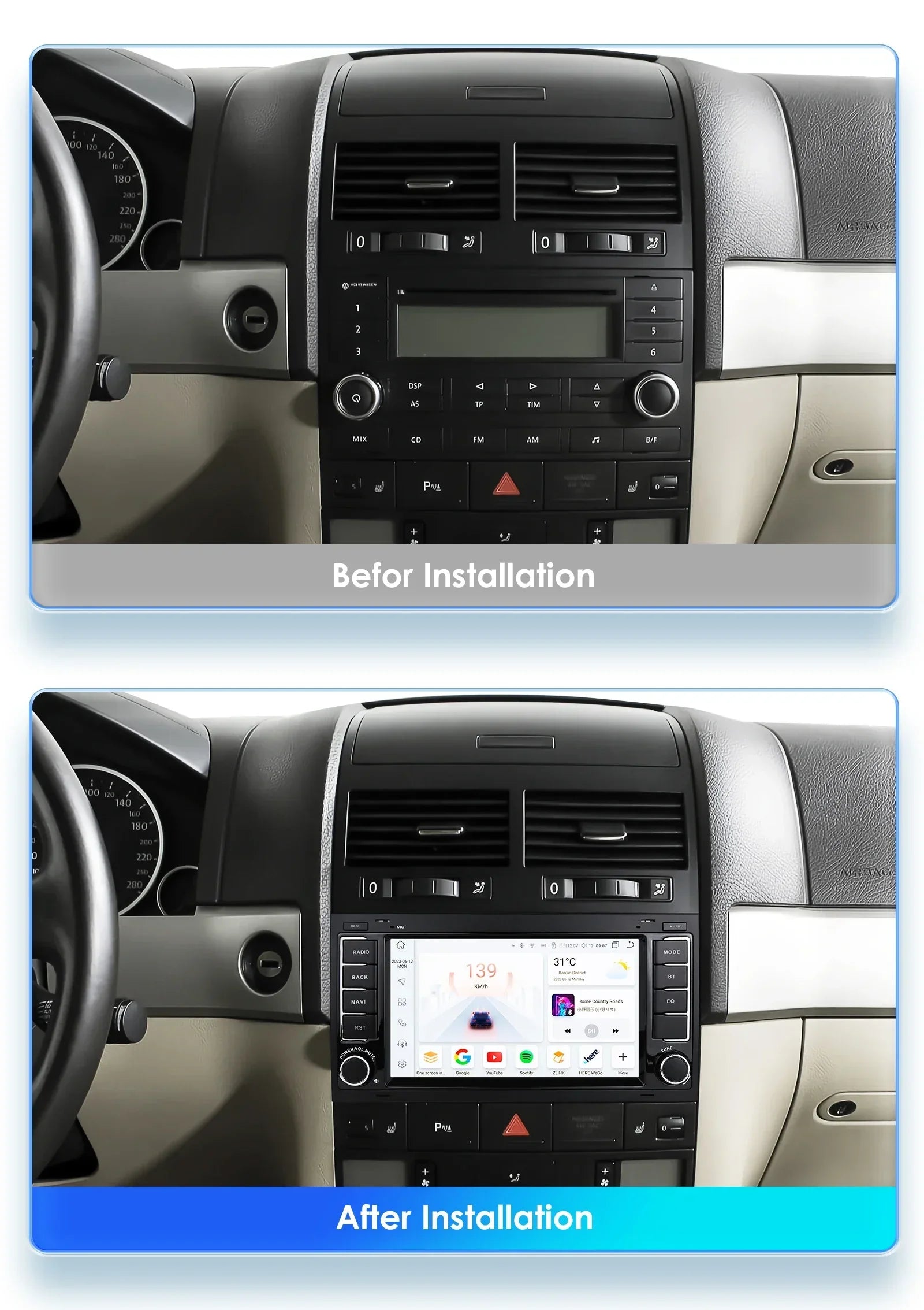 2 din Carplay Android Auto Radio for Volkswagen VW Touareg Multivan T5 Transporte 2004-201