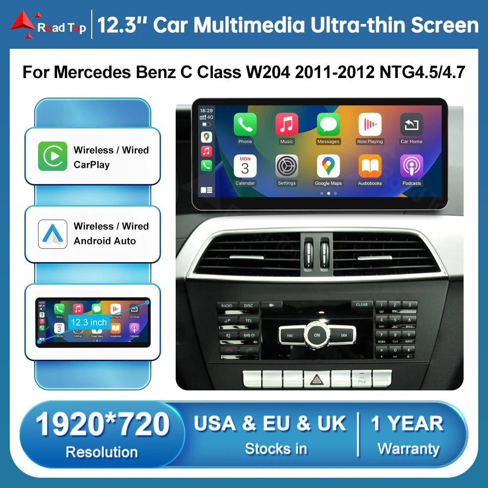 12.3 Ultra-thin Multimedia Dispaly Screen For Mercedes-Benz C Class W204 2011-2014 NTG4.5/ | AUTOKITSHOP